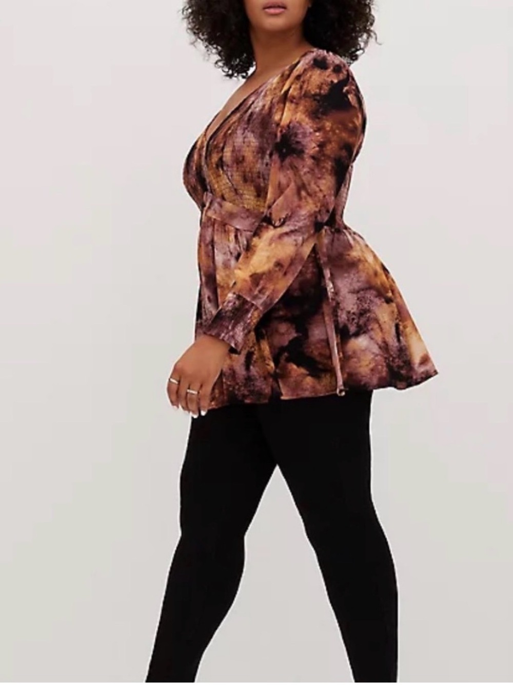 Torrid Tie-Dye V-Neck Babydoll Long Sleeve Top - 2X - Picture 6 of 6